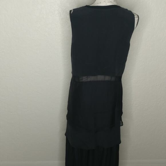 Jonathan Simkhai Tiered Silk Maxi Dress with Sheer Panels Black Size 4 - Picture 3 of 6